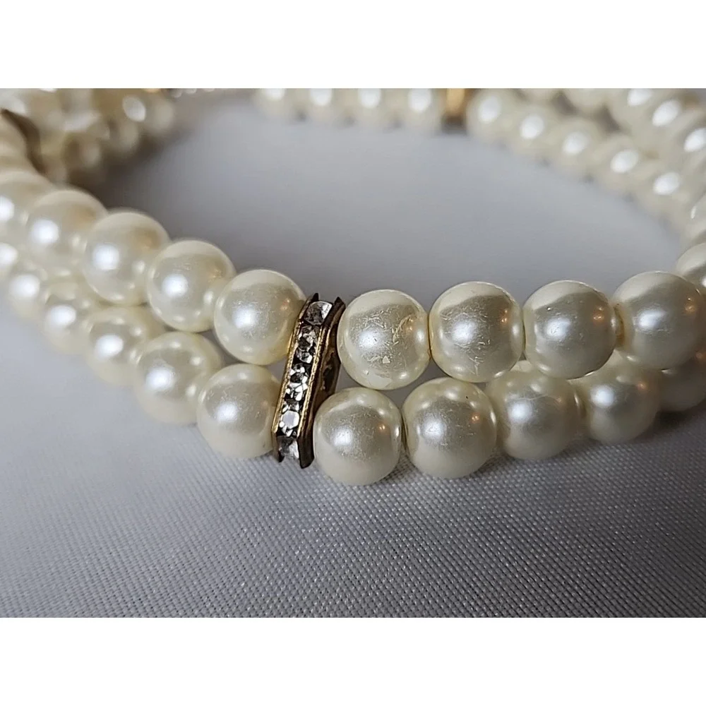 Lot 2 Pet Fancy Faux Pearl Collar w/Rhinestone Bow & Black Tie Cat Dog‎ Dress-Up